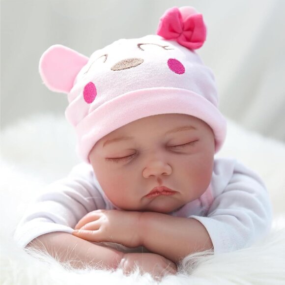 🆕 22 Inches cloth body Baby Doll With Vinyl Limbs Sleeping Baby Girl Doll - Picture 6 of 15